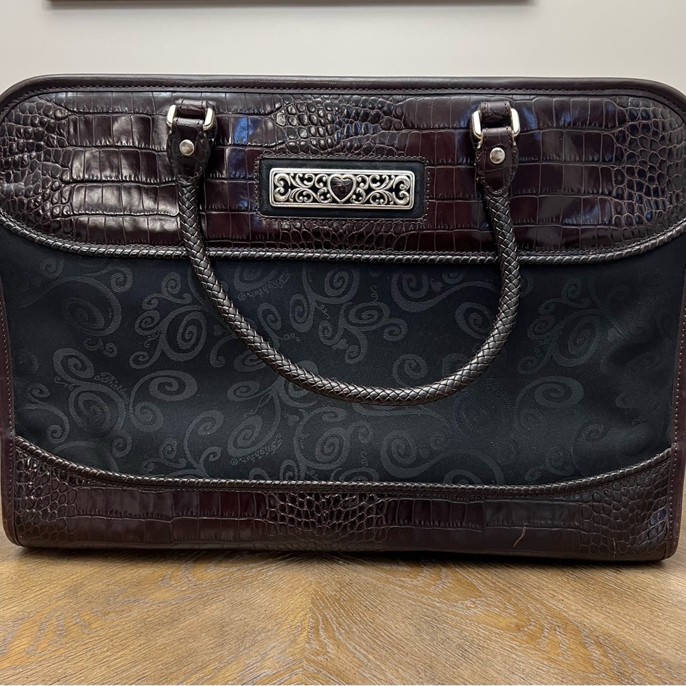 Brighton Black Chocolate Leather Weekender Carry-On Luggage Overnight Travel Bag